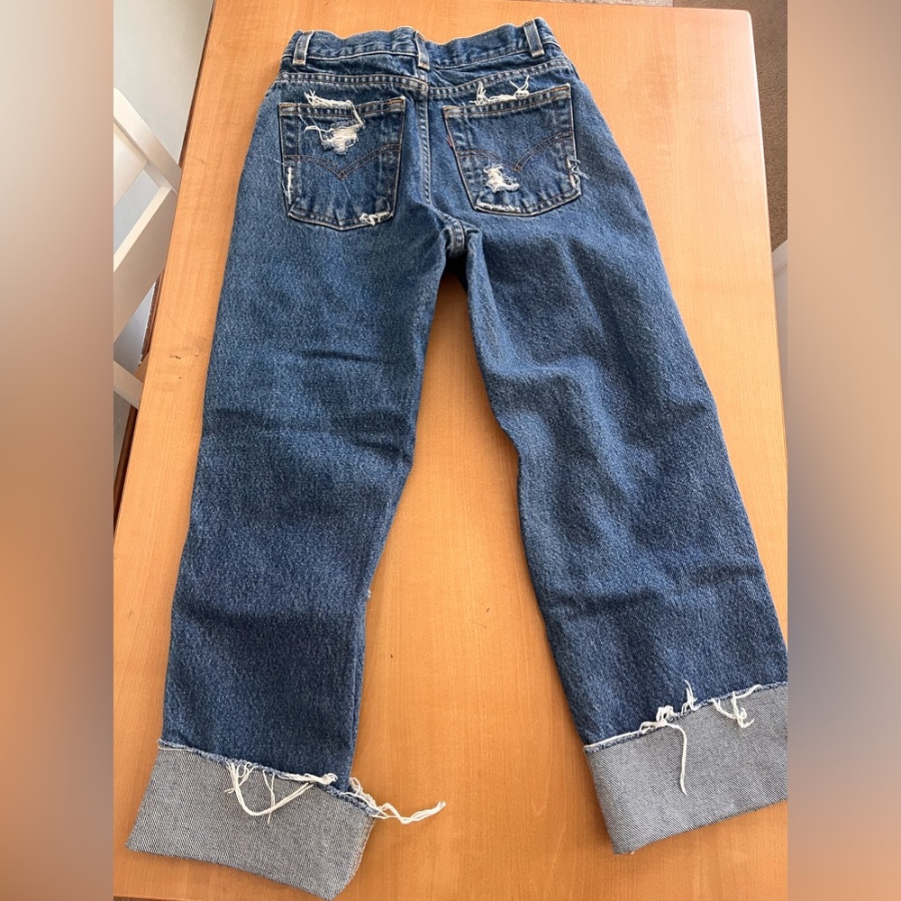 Vintage Levi’s 550 Kids Jeans! Reworked/hand distressed. Size 12 Slim